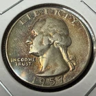 1957 Washington Quarter Silver 90% Toned BU/UNC Looking Nice Luster Philadelphia