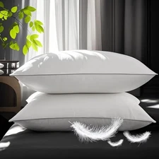  Goose Feather Pillow King Size Set of 2 Hotel King (Pack of 2)-20" x 36" White