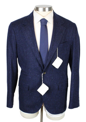 $8250 Brunello Cucinelli Suit 38 R (48 EU) Mens Wool Cashmere Navy Fleck 2 Piece