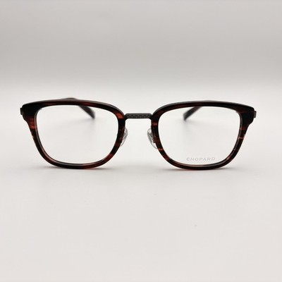Chopard VCH223M 0ACN Glasses Frame Shiny Striped Red Brown Havana Square 51-22