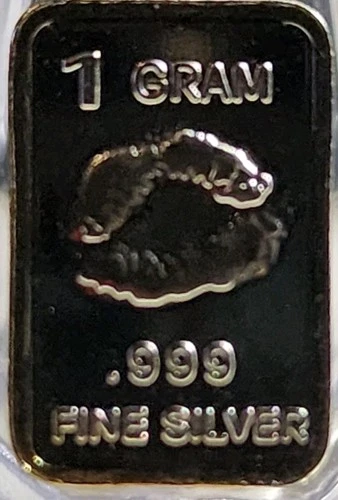 1 Gram .999 Fine Silver Art Bar Ingot. Hot Lips. Fun & Unique Way To Invest.