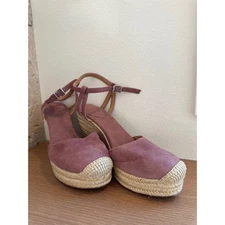 SALE!! Crown Vintage  ALINA DESERT Violet Suede Wedge Espadrilles Size 8 