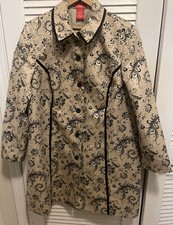O Oscar De La Renta Gold Black Paisley Dress Jacket Coat Sz 20 W