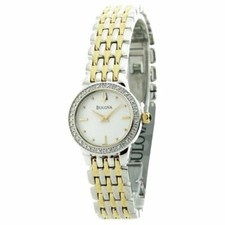 NEW Bulova 98R142 Women's Diamond Bezel Two-Tone Stainless Steel Dress Watch