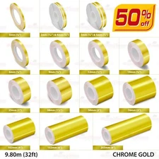 CHROME GOLD Roll Pin Stripe PinStriping Line Adhesive Tape Vinyl Car STICKER