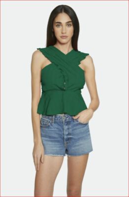 Walter Baker women Irana top blouse W53280 Basil green sz S $148