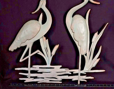 SPI Home - Double Heron Metal Wall Plaque - 26''- Wonderful MInt Condition!!!