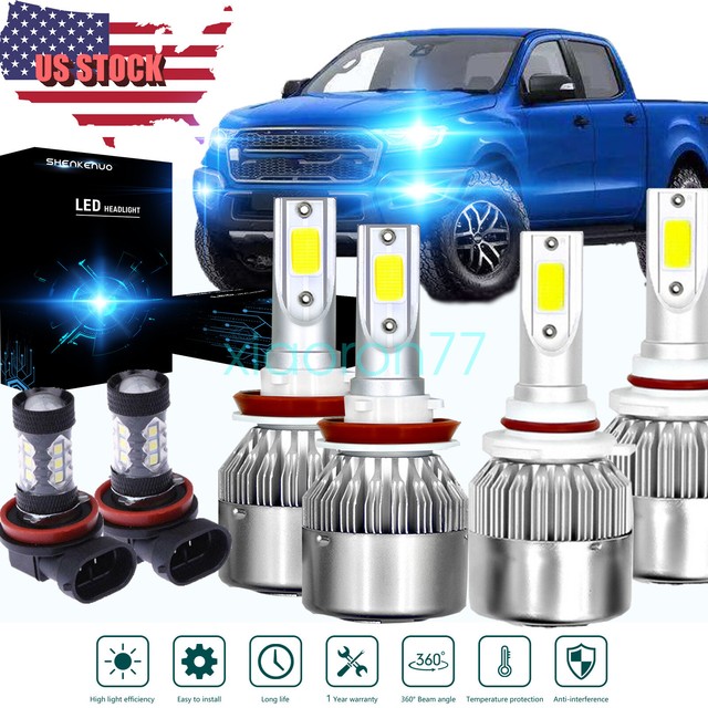 For RAM 1500 20192020 LED Headlight & Fog Light Bulb Kit Ice Blue
