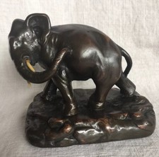 Armor Bronze Clad Elephant Bookend (ONE PIECE) NY City Corp Deco Celluloid Tusk