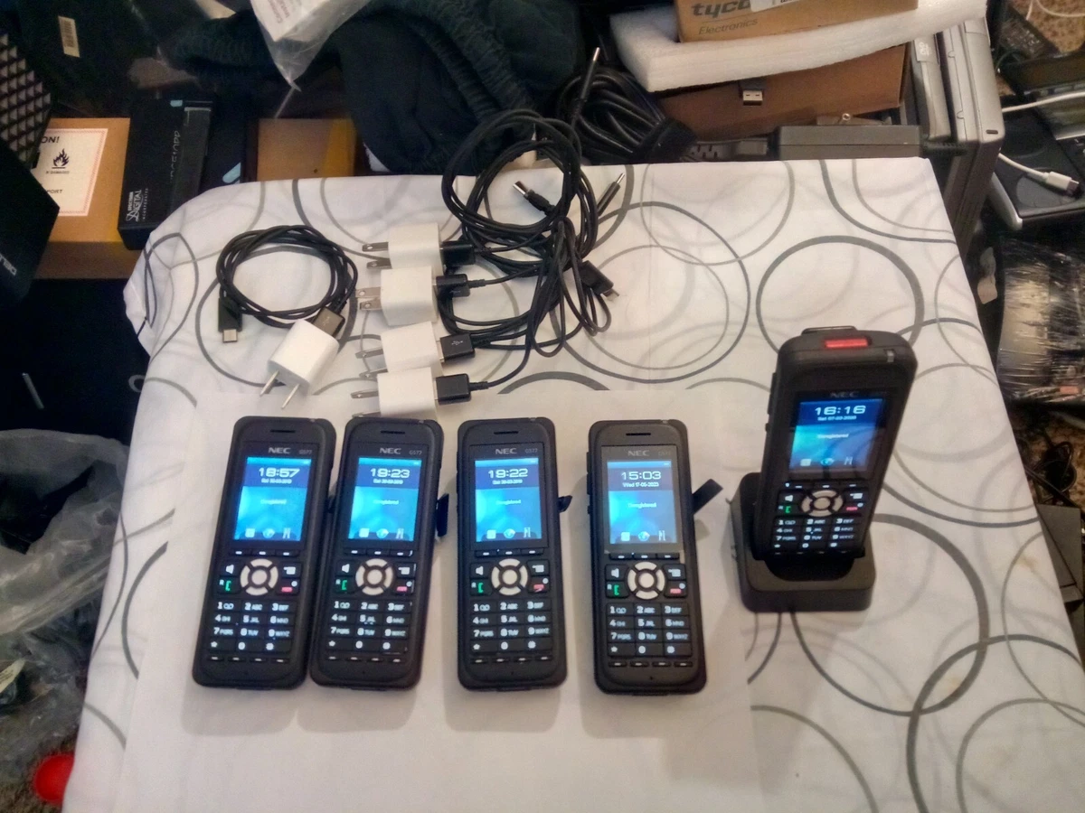LOT OF 5 NEC G577 IP DECT HANDSET WITH 4 POWER ADAPTER AND 1 BASE
