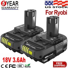 2 pack 18 Volt P102 Lithium-Ion Battery replacement For Ryobi 18V P108 P107 P103