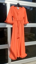 VTG 50s 60s Pink Negligee Peignoir Nylon Nightgown Chiffon Orange Palm Royale