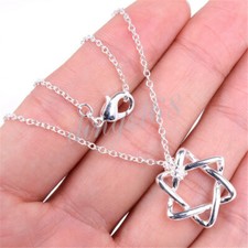 925 Sterling Silver Tarnish-Resist Star of David Pendant Necklace Chain Set H477