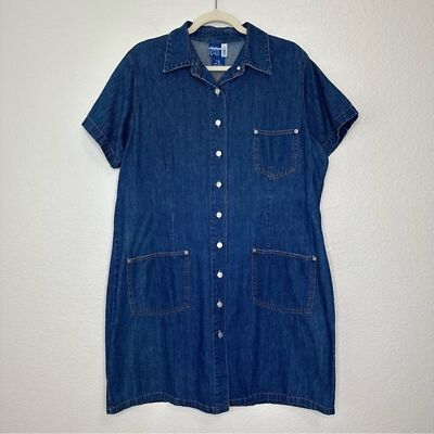 Venezia Denim Short Sleeves Button Front Dress