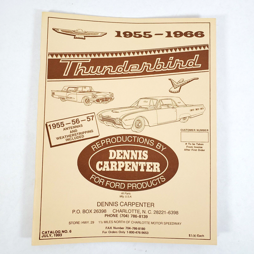 Thunderbird 195566 Parts Catalogs Reproduction 1993 Dennis Carpenter