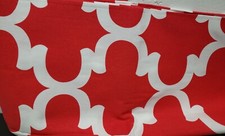 1 Printed Fabric Cotton Tablecloth 60"x60" Square 4-6 ppl RED WHITETRELLIS,LT