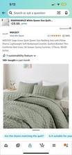 Sage Quilt Size Bedding Sets with Pillow Shams, Lightweight Soft Queen Green