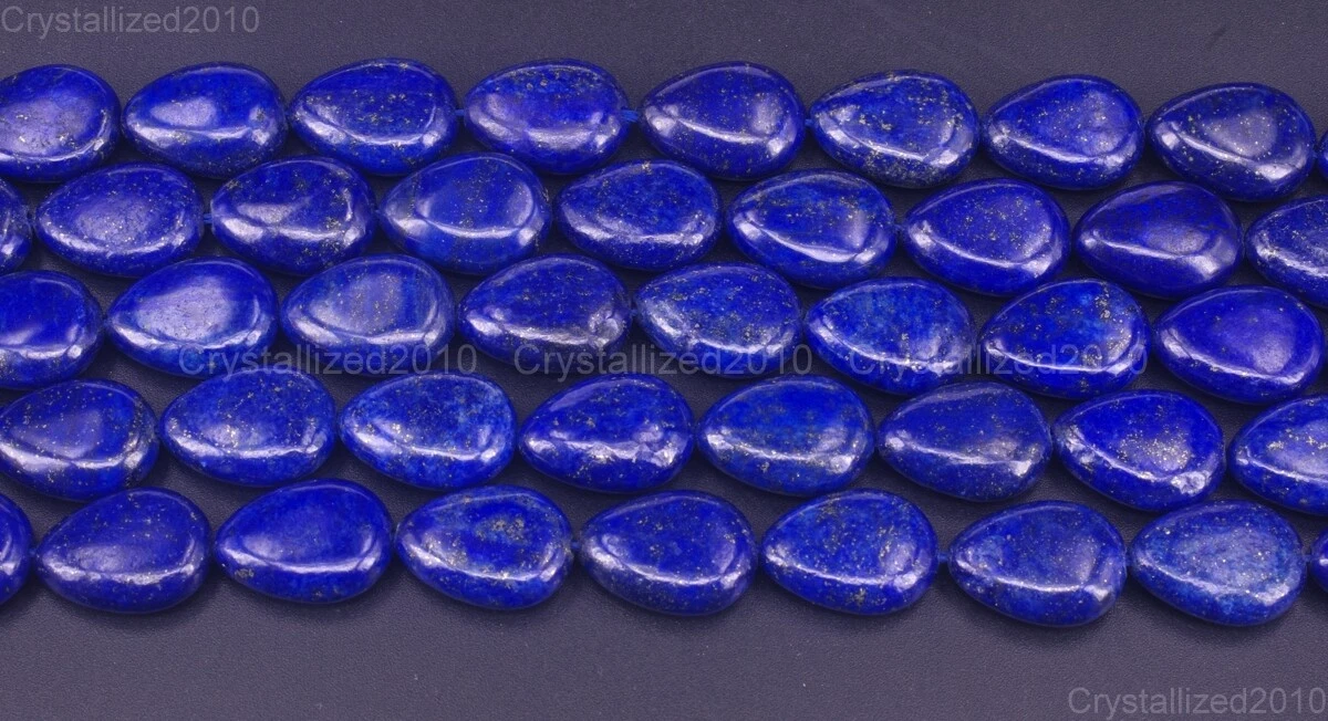Natural Lapis Lazuli Gemstone Flat Teardrop Beads 10mm 12mm 14mm 16mm 18mm 15.5"