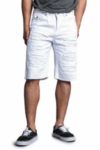 white ripped denim shorts mens