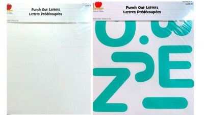 Educational Punch out Letters 217 PC 30 Sheets per Pack-Green-Mint & White