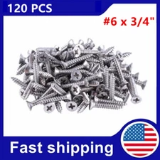 120 Qty #6 x 3/4" Flat Head 304 Stainless Phillips Head Wood Screws