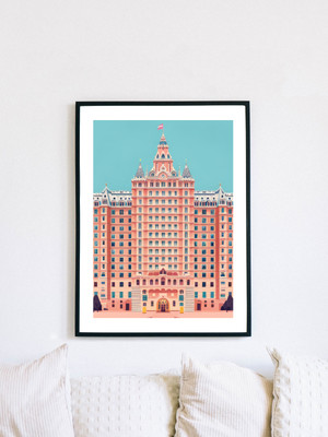 Grand Hotel rosa Pfirsich Frühling Special königliches politisches Gebäude europäisch - Größe A3