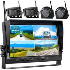 10" Wireless Backup Camera Quad Split Monitor w/Recording for RV/Truck/Trailer