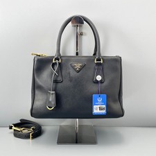 AUTH PRADA Galleria Medium Black Saffiano Leather Top Handle Tote Bag