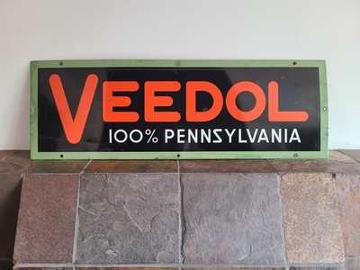 Original Veedol 100% Pennsylvania Motor Oil Advertising Sign 14x42''
