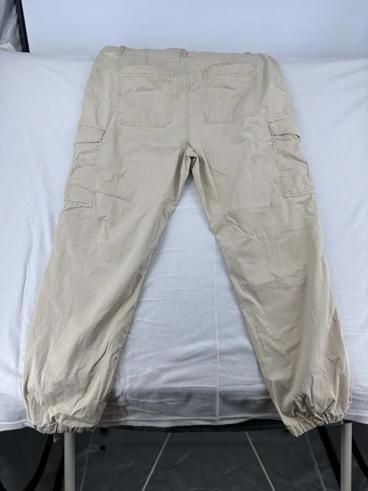 M&S Womens Cargo Trousers UK 20 Long Ecru Lyocell Stretch Straight Leg High Rise image 7