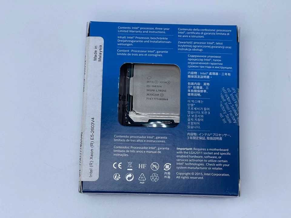 Intel Xeon E5-2603V4 SR2P0 BX80660E52603V4 1.7 GHz 15M Six-Core LGA 2011V4 85W - Image 2 of 3