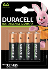 4x Duracell AA 1300mAh Rechargeable Plus Batteries NiMH HR6 New Duralock 2.77 per battery