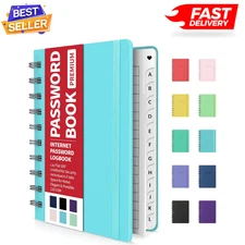 Password Book with Individual Alphabetical Tabs, 4"X5.5" Small Password Notebook