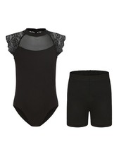 Girls Bodysuit Dance Jumpsuit Sparkly Figure Skating Competitions Outfits Yoga