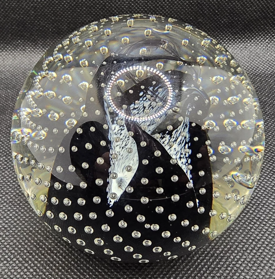 De colección Caithness Caldero Sable Arte Vidrio Pisapapeles Escocia 2.5" Burbujas Remolino Foto 2 de 4