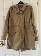 Uniqlo 75% Cotton Lightweight Stone Coloured Parka Coat Size M