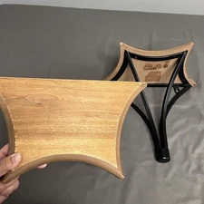 VTG Pair Of Metal And Wooden Shelves W/ Curved Design 12.5x6.5x10.5”