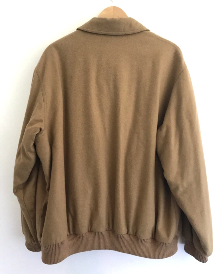 JOS A BANK Mens 100% Cashmere Bomber Jacket Tan Brown Sz L Full Zip Preppy EUC - Image 2 of 4