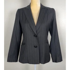 Lafayette 148 Wool Blazer Dark Gray Women’s 4 Petite Pinstripe Detail Office