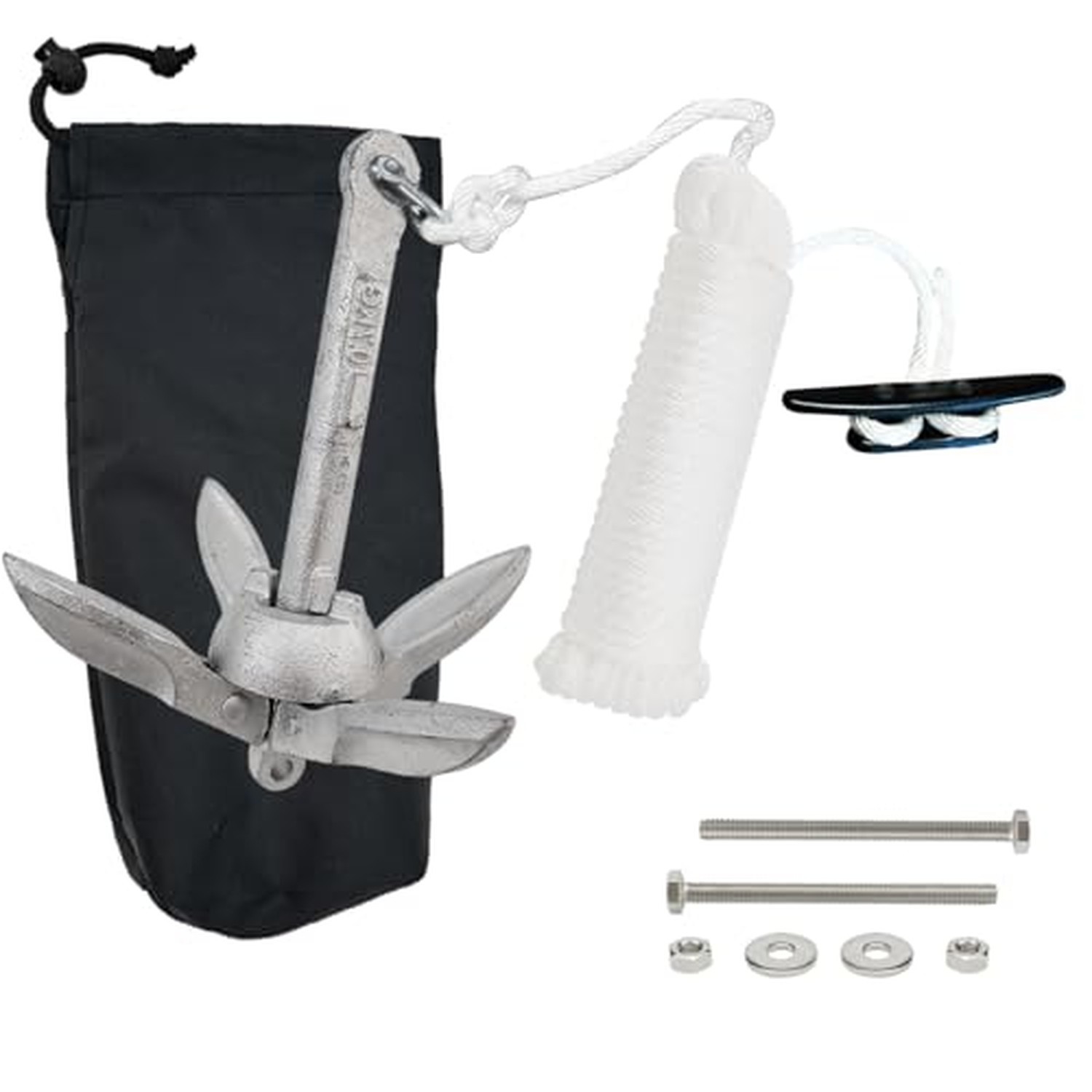 Kayak Anchor Kit, 1.5 lb Marine Folding Grapnel Anchor with Rope and Storage ...