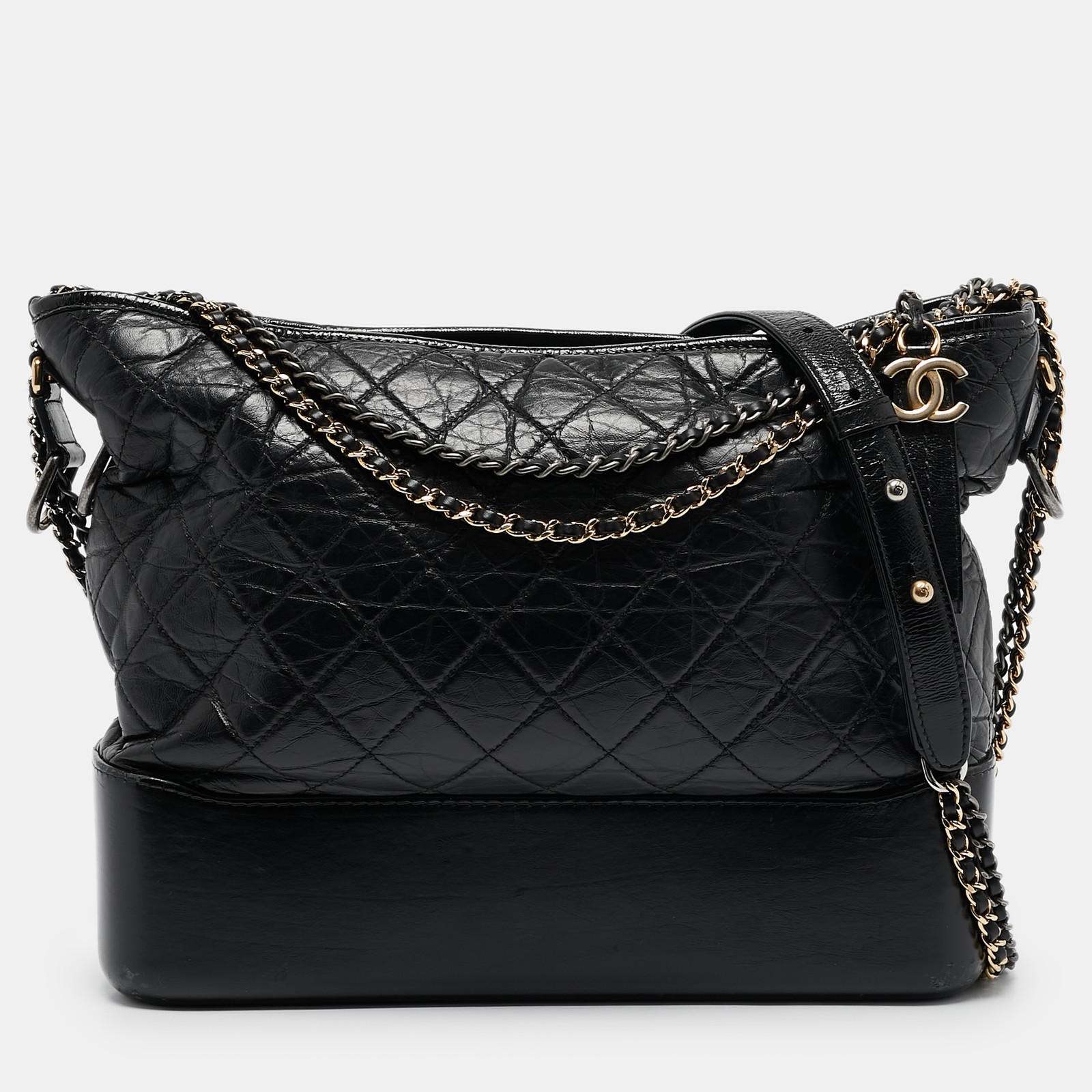 Chanel Black Quilted Aged Leather Large Gabrielle Hobo Bag