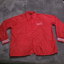 Vtg 80s Budweiser XL Employee Windbreaker Patch Jacket Made USA Button Red