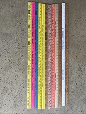 Vintage Lot of 12 Wooden Advertising Yard Sticks Rulers , Very Old I