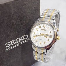Vintage 2000 SEIKO Kinetic 5M63-0B10 Men's Quartz Watch New Battry with Box