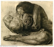 KATHE KOLLWITZ DONNA CON BAMBINO MORTO Giclée Stampa Fine canvas