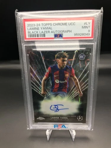 Lamine Yamal PSA 9 RC Black Lazer Auto 23-24 Topps Chrome UEFA Club Competitions