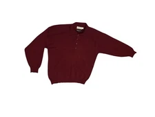 Vtg Paul Stuart Made in England 1/4 Button Wool Cranberry Sweater Sz L READ