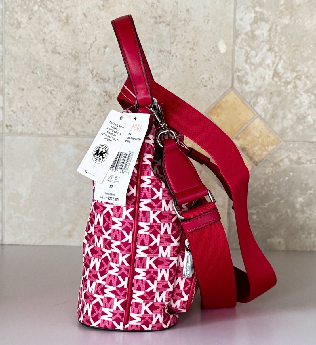 Michael Kors Khai Small Bucket Shoulder Crossbody Nylon Bag MK