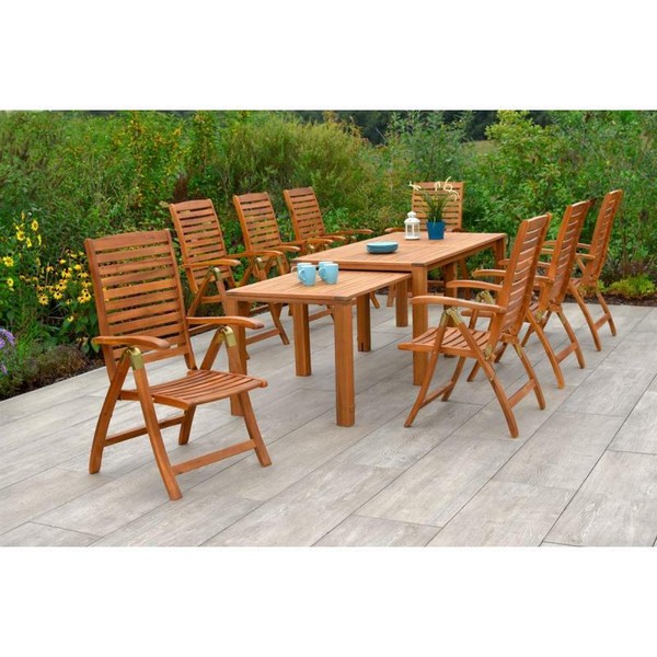 Merxx GartenmöBel Paraiba Set 9Tlg. 8 Klappsessel + 1 Flex Ausziehtisch-image