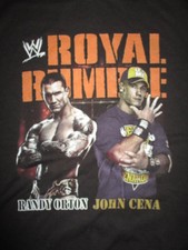 "ROYAL RUMBLE" RANDY ORTON v JOHN CENA (LG) T-Shirt CM PUNK REY MYSTERIO THE MIZ